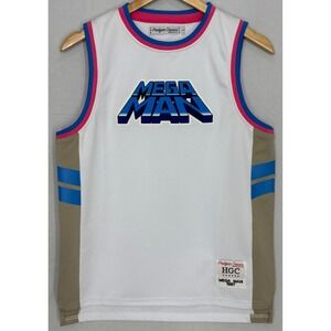 Headgear Classics Mega Man Basketball Jersey Boys White Sleeveless Large NWT